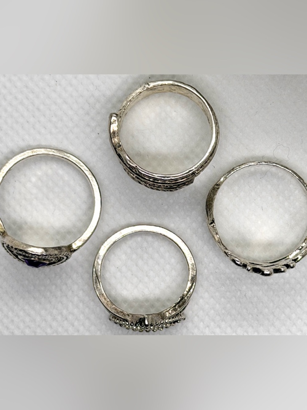 4 Silver Plated Boho Assorted Rings - Picture 6 of 7